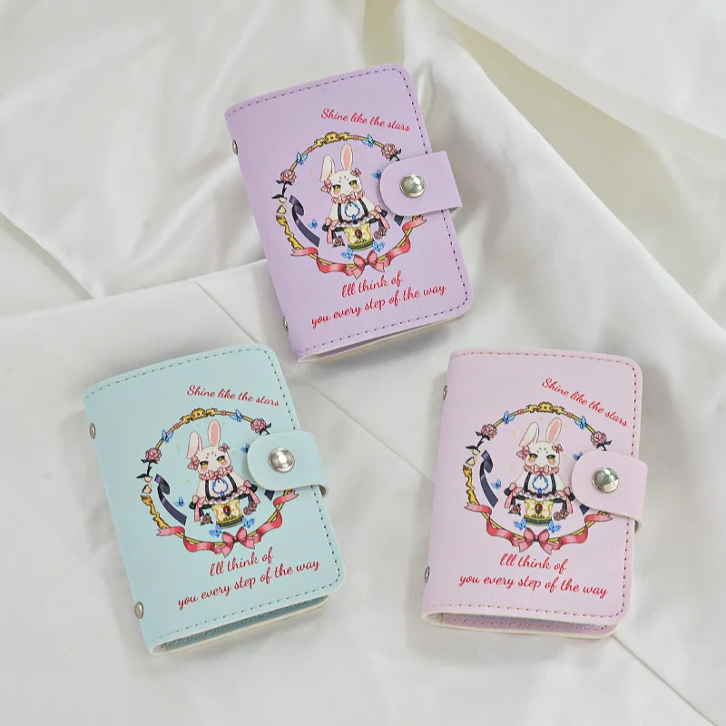 لطيف أرنب المفاجئة حامل بطاقات التعريف الشخصية واضح 20 فتحات بطاقة حقيبة محفظة من جلد PU الفتيات الطلاب هدية غطاء صور صغير Photocard