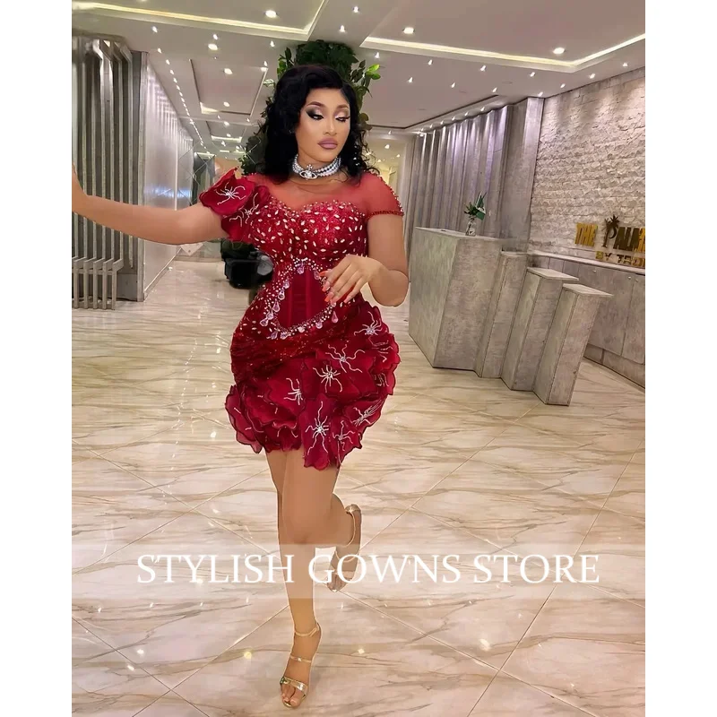 Homecoming Cocktail Dresses Short Prom Mini Dresses Birthday Dresses Appliqued Beaded Sequined Lace Gowns Customized