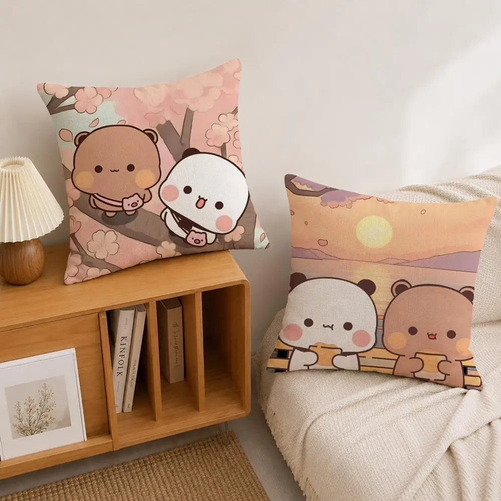 Cartoon B-bubu A-and D-dudu Cushion Cover Natural Linen Pillowcase Set, All-in-One Decor for Sofa, Bedroom & Chair