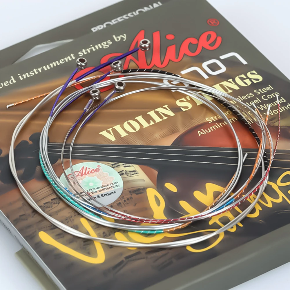 Alice A707 Violin Strings 4/4 Full Size Steel Core Alloy Wound Full Set Plus Extra E String High Quality Accessories