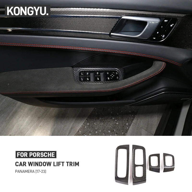 

For Porsche Panamera 2017-2023 Real Dry Carbon Fiber Car Window Lift Switch Button Frame Frame Cover Trim Decorative Accessories