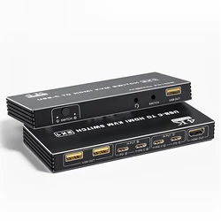 HDMI, 2 in 1, 4k,60hz,USB CからHDMI, 2 in 1出力,PD充電,コンピューター共有,マウス,キーボードを備えたタイプCkfmスイッチャー