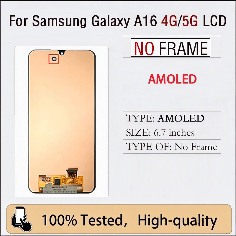 Nieuw A16 AMOLED voor Samsung Galaxy A16 4G 5G A165F A166B LCD Display Assemblage Vervangend Scherm Reparatie Getest Reserveonderdelen