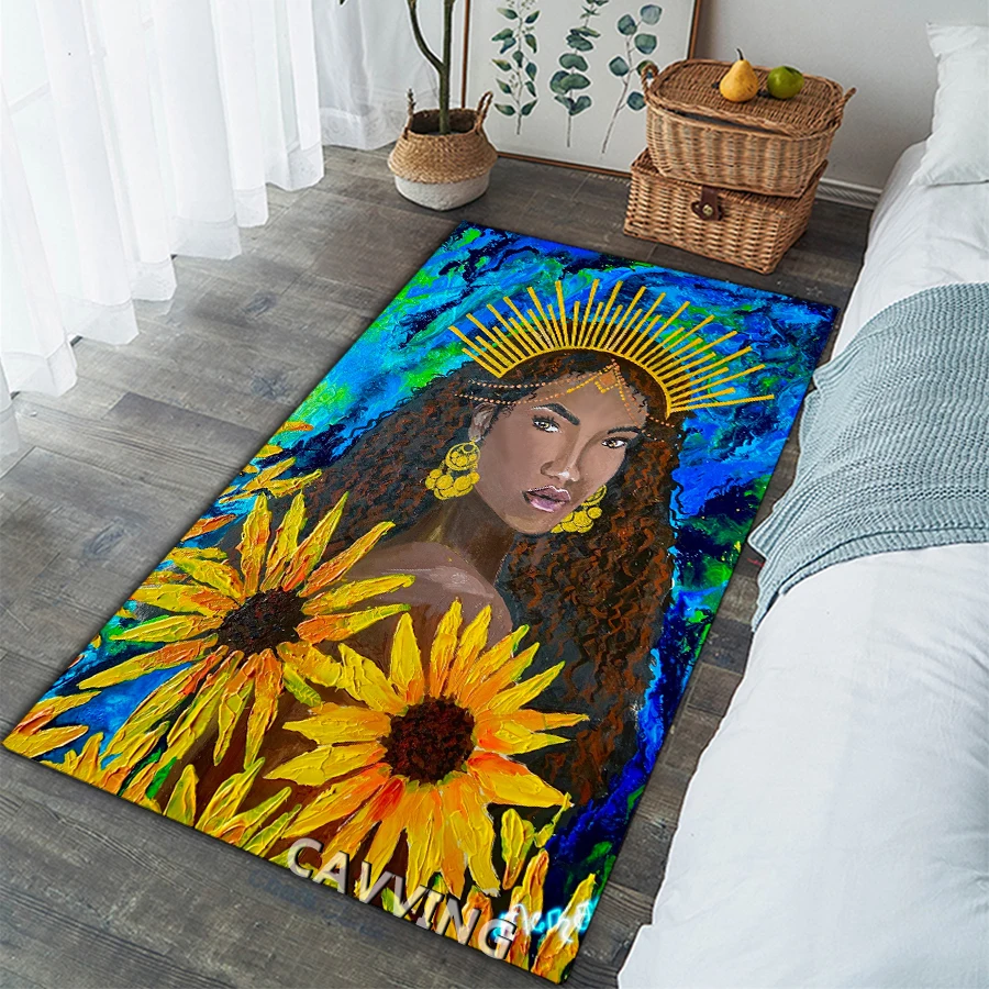 The Goddess of Africa : Oshun 3D Carpets Flannel Rugs Anti-slip Large Rug Carpet Home Decoration for Living Room Bedroom