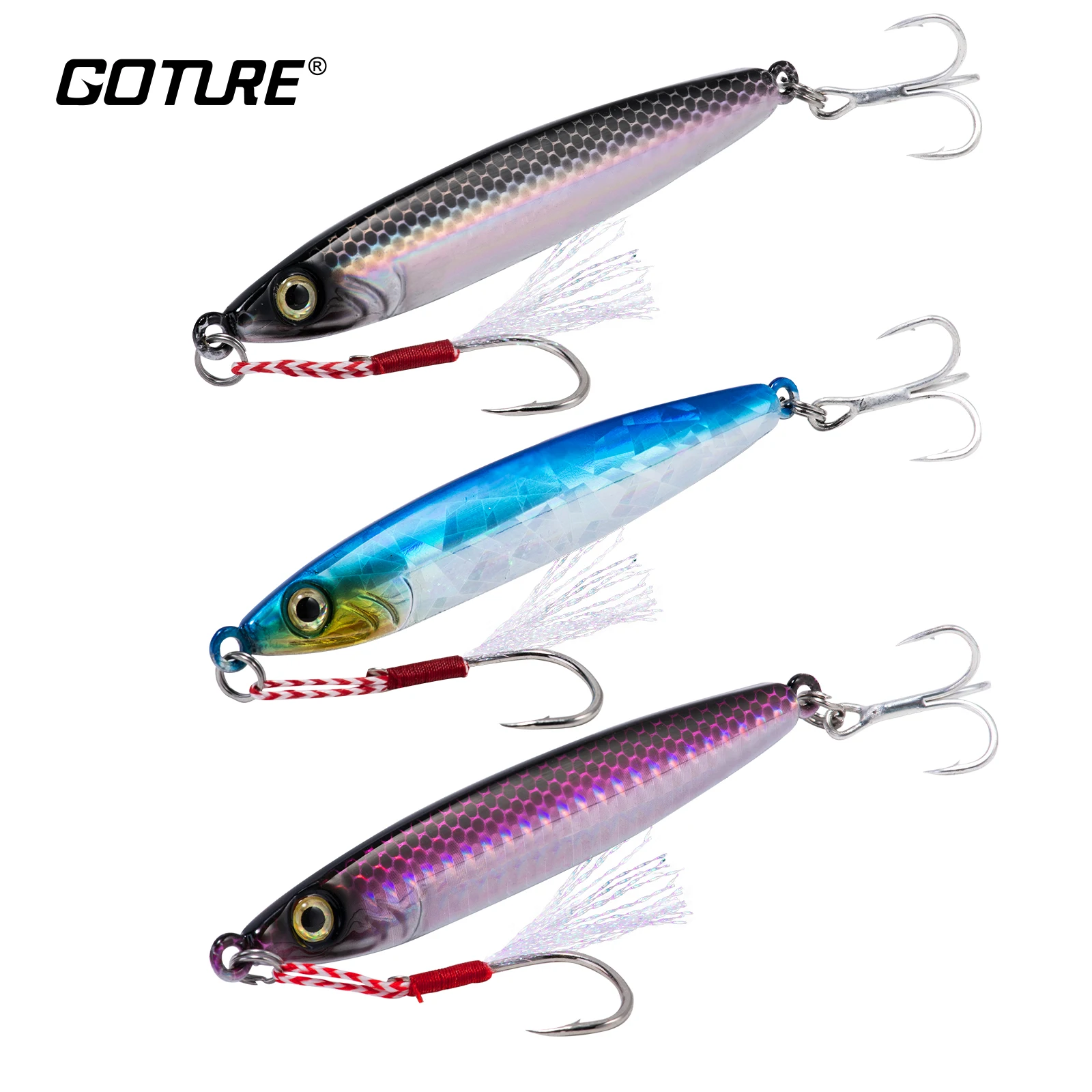 

Goture Tungsten Slow Jigging Fishing Lure 60g 80g 3D Print Cast Spinner Spoon Bait High Carbon Steel Fishhook Sinking Hard Bait