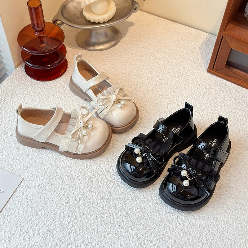 

Милые кожаные туфли Лолиты для девочек с бантом, весенне-осенние кружевные плиссированные детские повседневные туфли Мэри Джейн, детские модельные туфли принцессы
