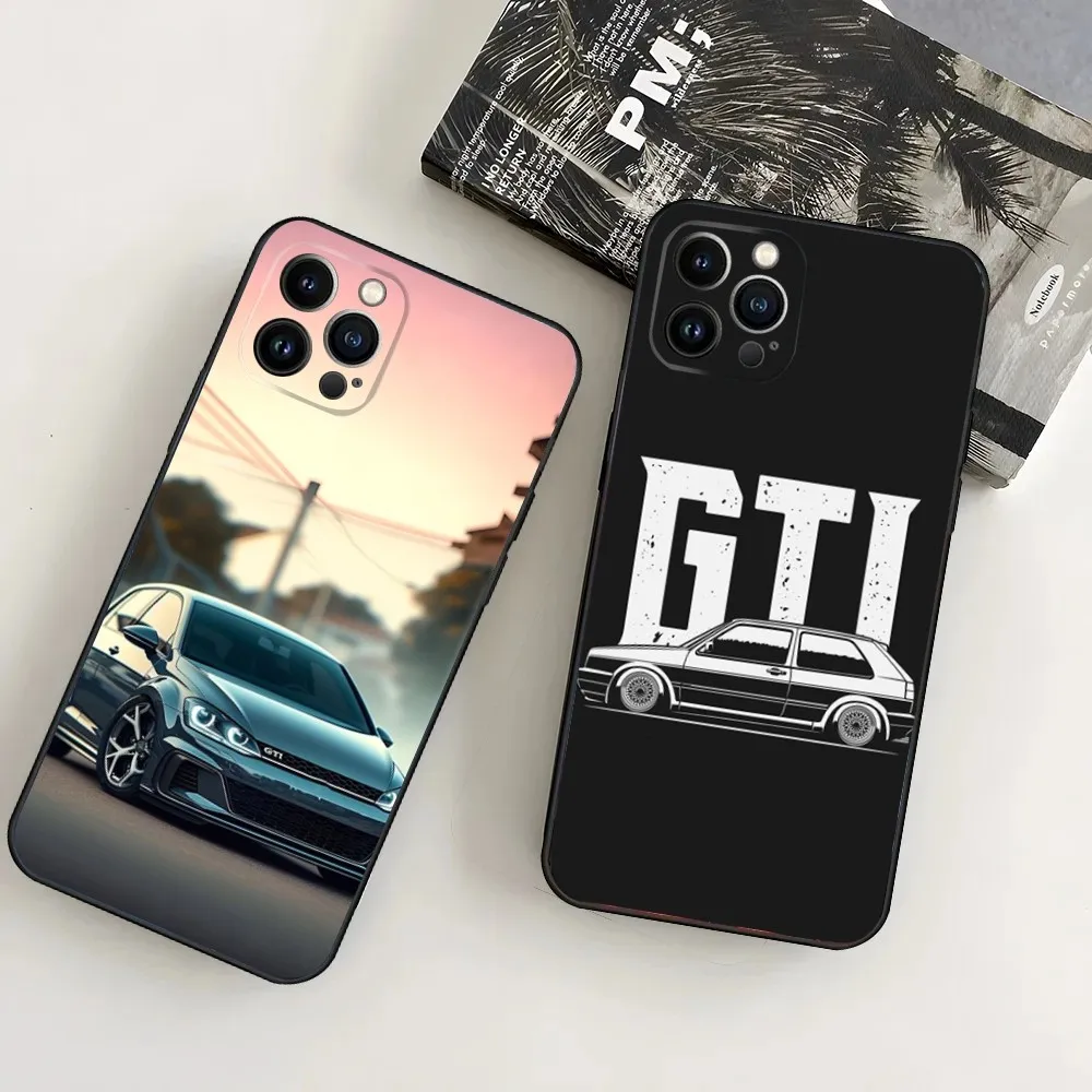 G-Golf G-GTI Car Phone Case For iPhone16,15,14,13,12 Mini 11 Pro XR,X,XS,MAX 7,8 Plus Silicone Cover Soft Black