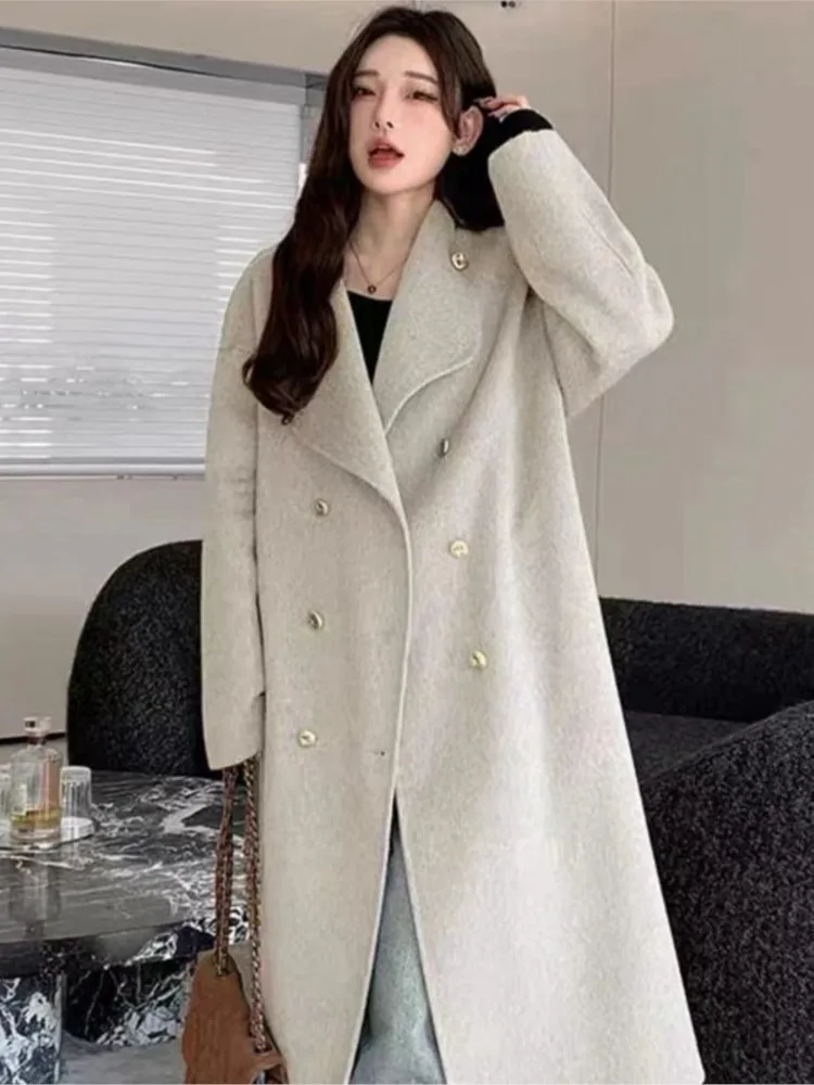 

Women's Sheepskin High-end Feel Jacket Korean Style Autumn Winter Stand Collar Row Buckle Irregular Loose-fit Jacket