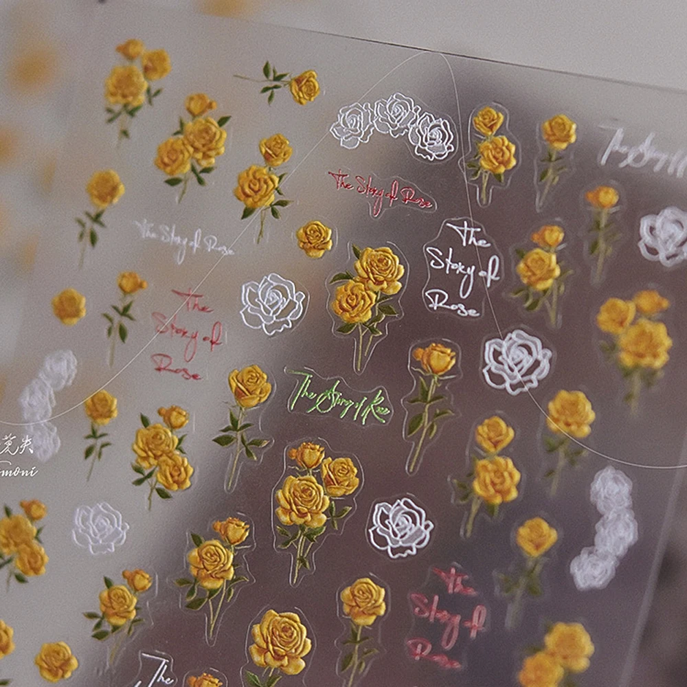 Decalcomanie per unghie floreali traslucide colorate Fiori in fiore Gel gelatina Petali trasparenti in fiore 5D Adesivo per nail art Decalcomania per manicure fai da te