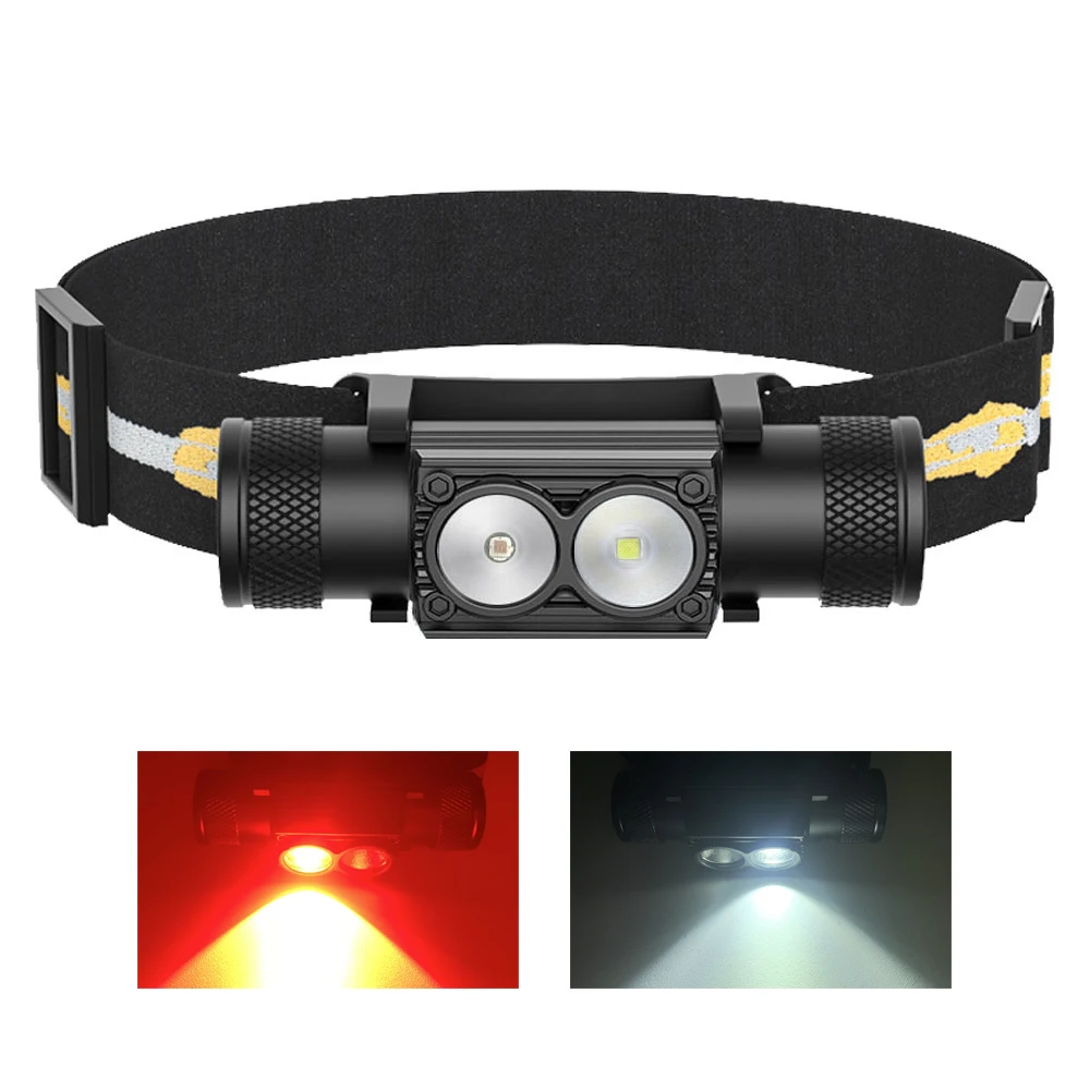 LED Mini Headlamp High Power White Red Memory Headlight 18650 Rechargeable USB Type-C Torch Camping Hunting Flashlight Lamp