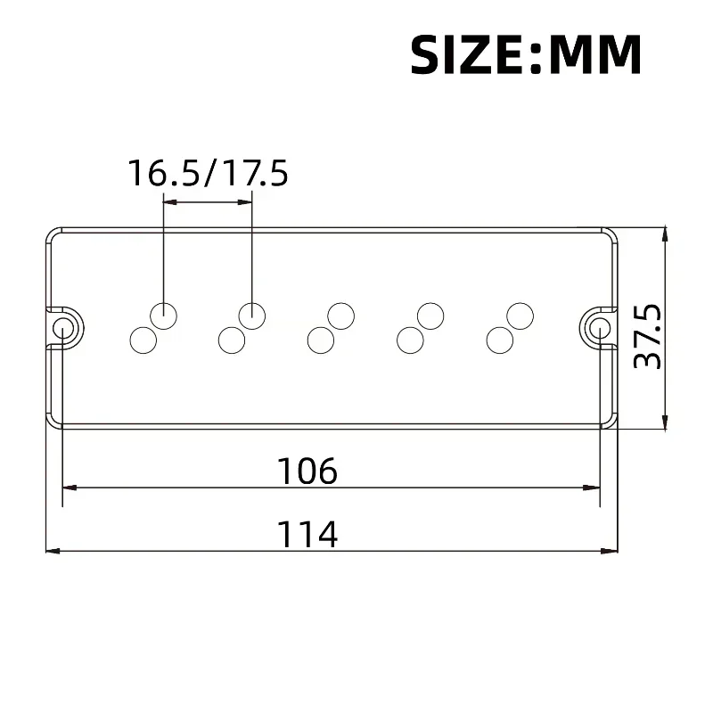 Alnico 5 5-String Bass Humbucker with Staged Polepiece Noise Reduction 16.5/17.5MM Pole Spacing 4 Conduct Split Coil for Bass