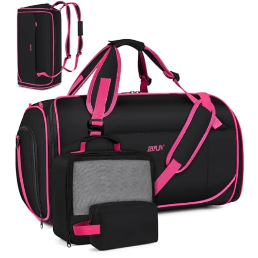 Convertible Garment Duffel Bags for Travel 4-in-1 Carry on Duffle Bag for Women with Backpack Straps and Waterproof Shoe Pocket