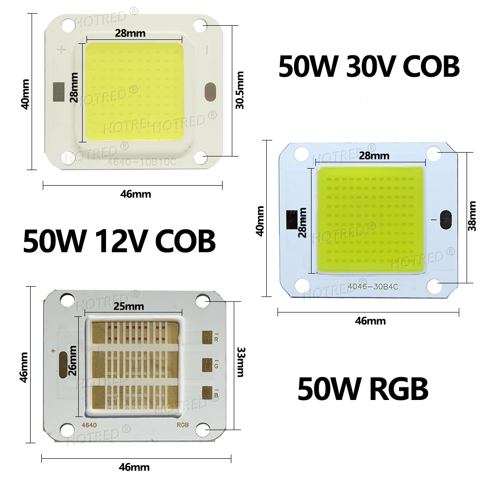 50W High Power LED Chip RGB COB Lights DC12V 36V Light Beads 24V Red Green Blue Full Color 50W Watt For DIY Stage DMX Disco Lamp