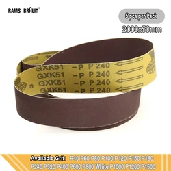 5 pieces 2000x50mm A/O Abrasive Sanding Belts P40 - P1500 for Wood Soft Metal Polishing
