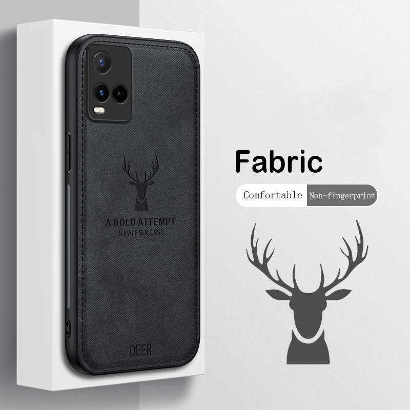 for vivo Y21 s t Y21s Y21t Phone Case Luxury Fabric Deer Cloth Soft Edges Hard Shockproof Cute Cover vivoY21st V2135 V2110 V2111