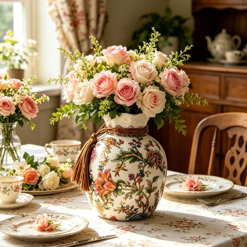 2026 Ceramic Vase Living Room Dining Table Small Vases High Sense Ornament تحف كبيره للمنزل High Value Light Luxury Creative