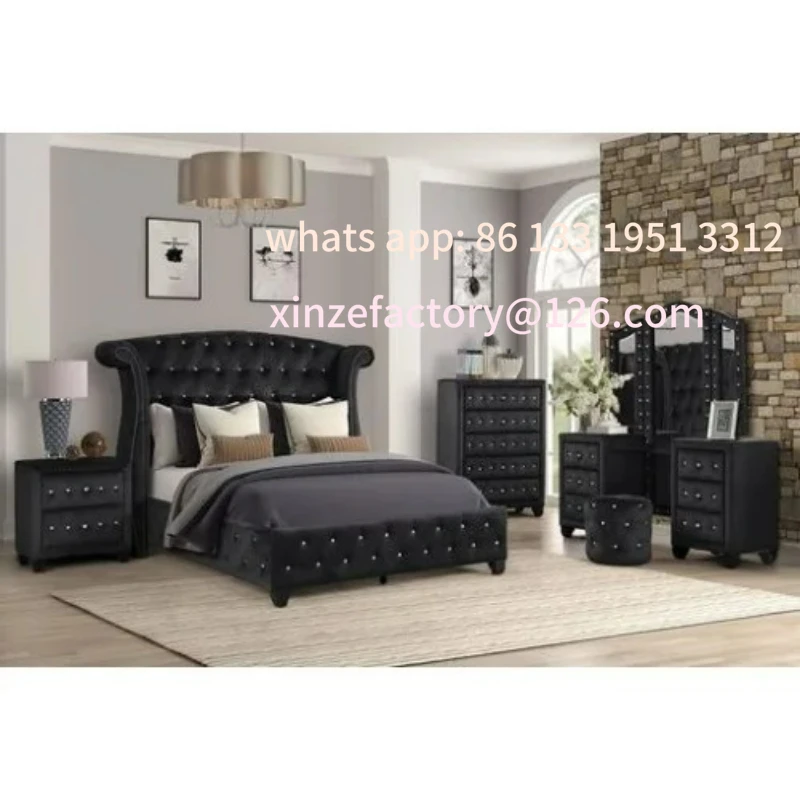 

Customizable King Bed Made with wood in Black