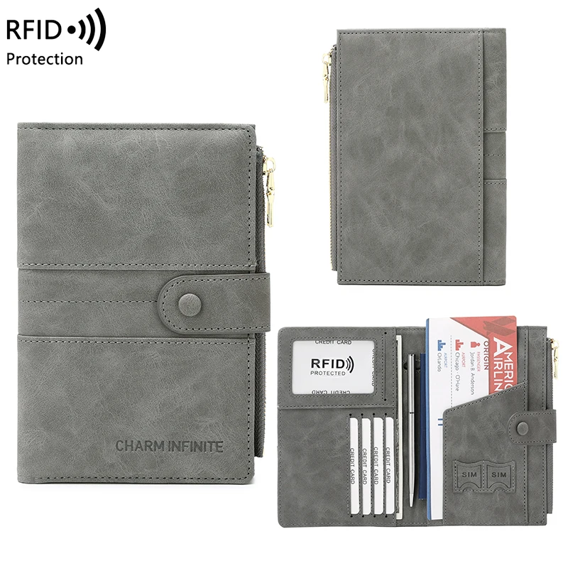 New RFID Retro Passport Case Holder Fashionable Multi functional ID Card Bank Card Passport Bag Travel Accessories