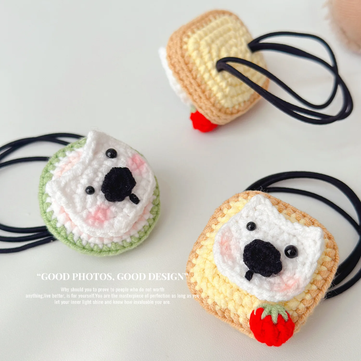 

Вязаная вручную повязка для волос с милым мультяшным животным, хлебом, медведем, веревка для волос, модный аксессуар для волос, ювелирные изделия, аксессуары для волос на голову для девочек