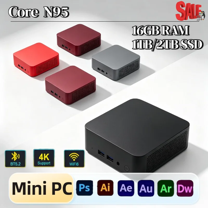 Intel N95 Mini Desktop Computer 16GB DDR4 1TB 2TB M.2 NVMe SSD WiFi 6 BT5.2 Low Power PC Pro Max Ultra