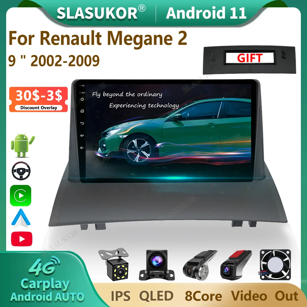 9 Inch For Renault Megane 2 2002- 2009 Android Car Radio Multimedia Video Player Car Audio Stereo Player Car Navigation Radio