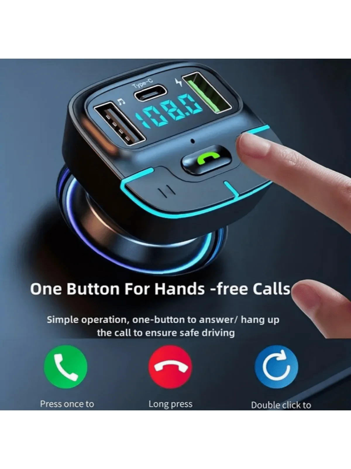 

Super Lossless Sound Wireless Car Mp3 Player Fm Transmitter Dual USB Fast Charging Pd Type-C USB One-Key Hands-Free Calling Car