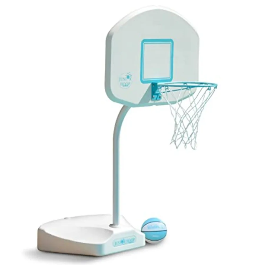 Dunn-Rite Junior Hoop Poolside Fillable Base Basketball Hoop with Ball Base and 14 Inch Stainless Steel Rim in White Ideal for