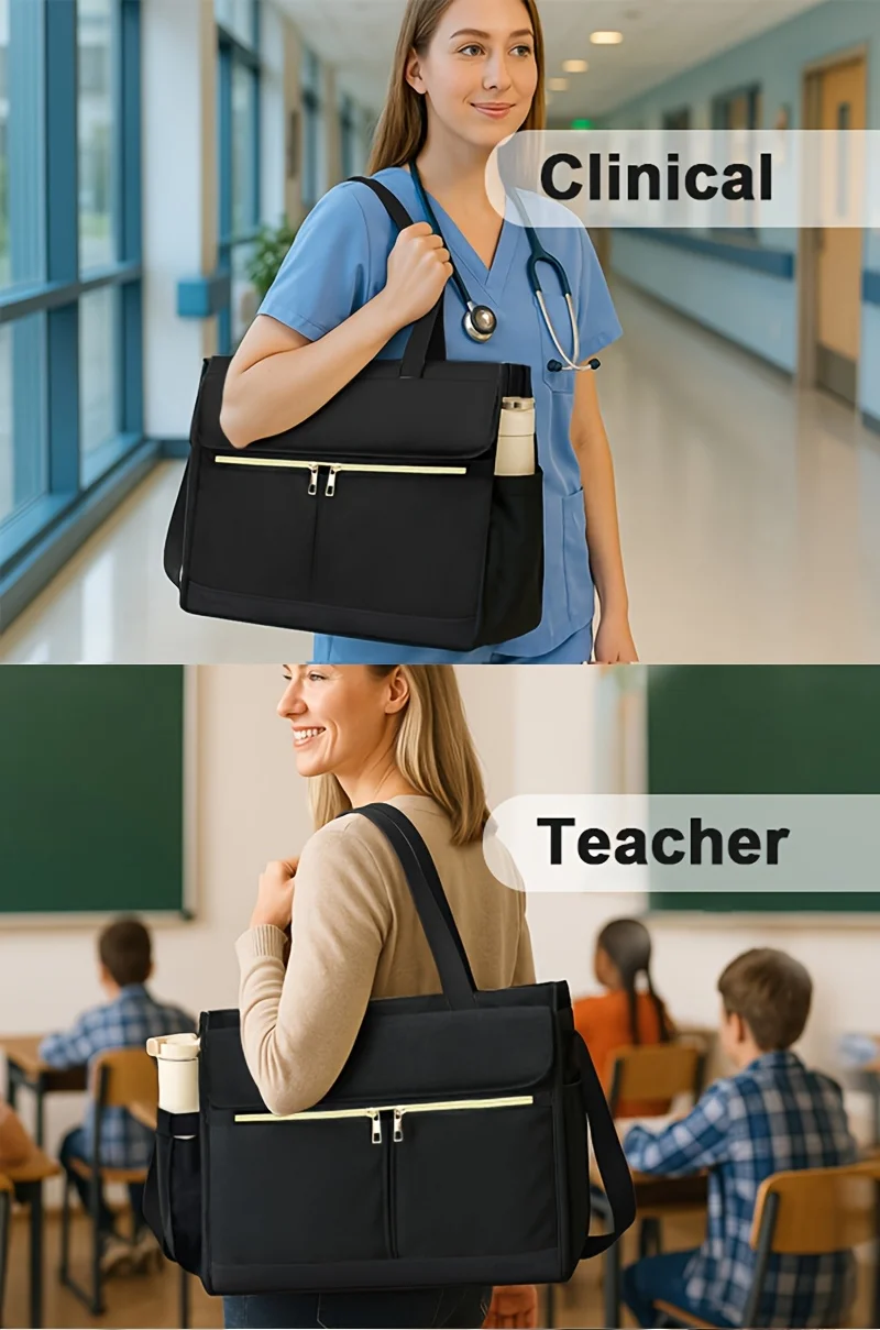 Oxford-Lunch-Tasche für Damen, Laptopfach, große isolierte Tragetasche mit Seitentaschen für Krankenschwestern, Lehrer, Outdoor-Aktivitäten – Detail 1
