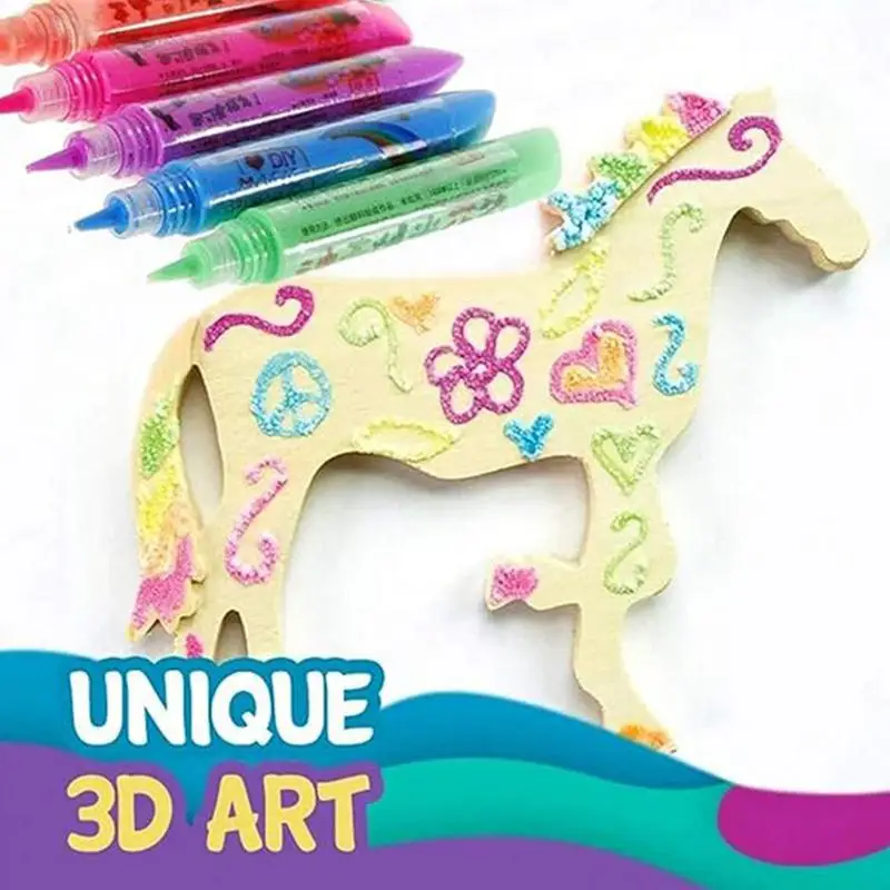 Ensemble de peinture Puffy Pens pour enfants, stylo à bulles, portable, 3D, coloré, cadeau de vacances, fabricant, enfants, 6 pièces