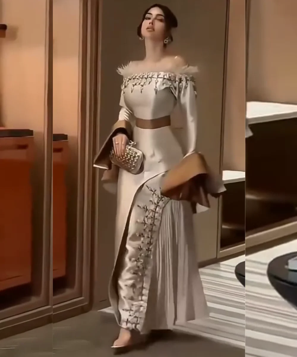 

Customized Formal Charmeuse Pleat Sequined A-line Off-the-shoulder Long Dresses Evening Dresses Luxury 2025 Exquisite