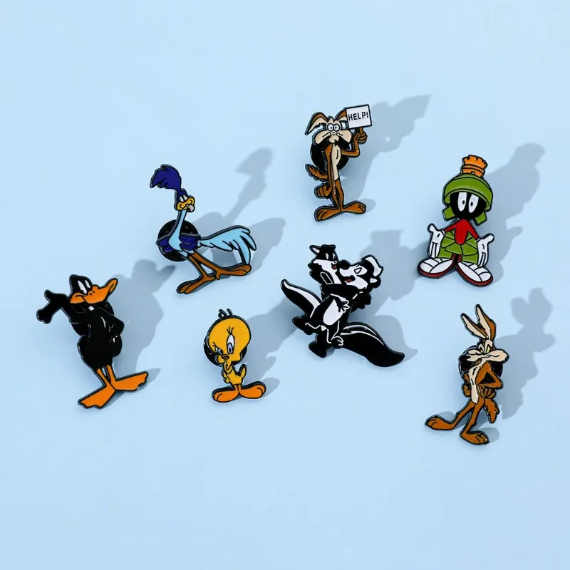 Cartoon Duck Rabbit Enamel Pins Backpack Bag  Figure Tweety Bird Daffy Duck Creativity Metal Brooch Women Fashion Jewelry Gift