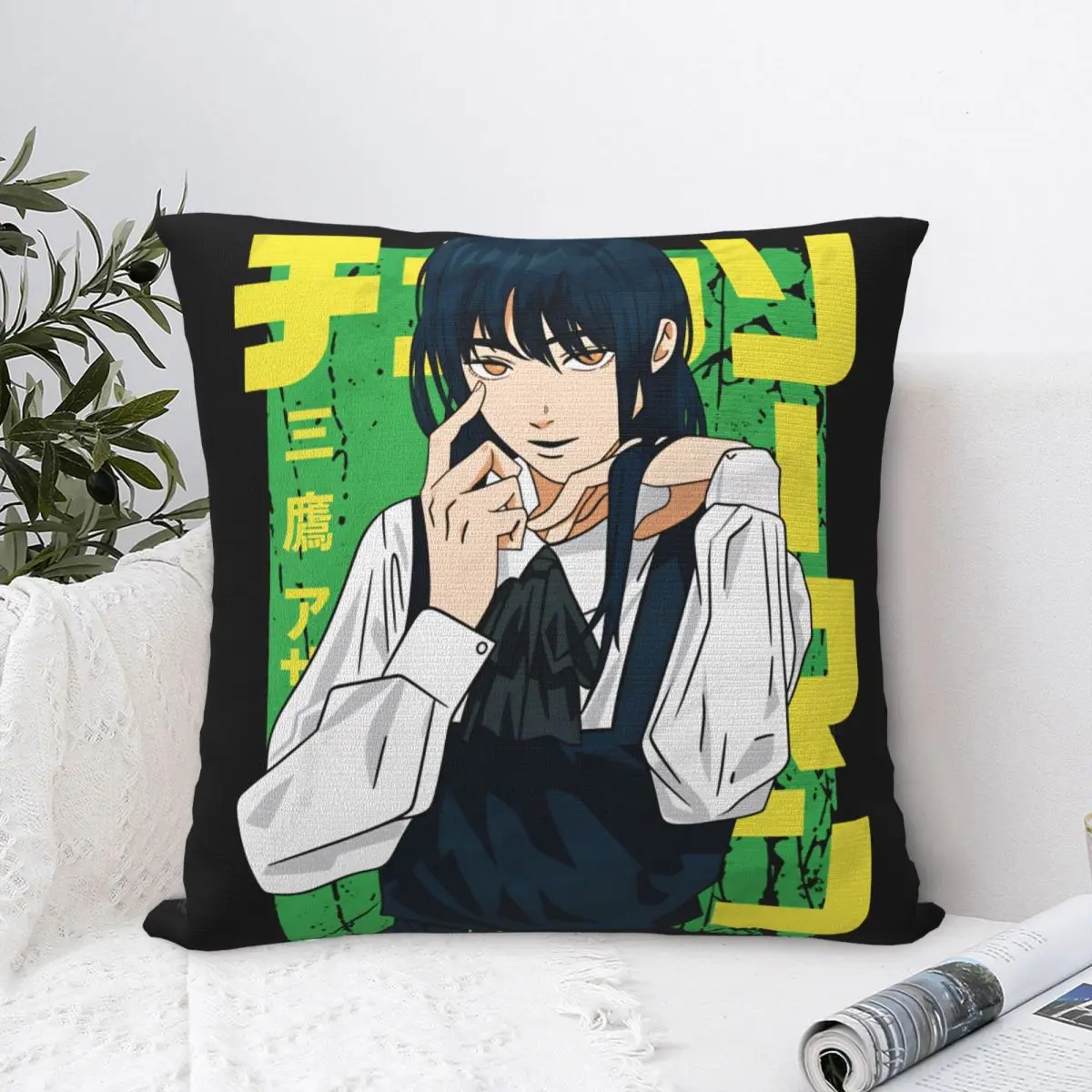 Yoru Chainsaw Man Anime Pillowcase Polyester Cushion Cover Decor Asa Mitaka Pillow Case Cover Home Square 40X40cm