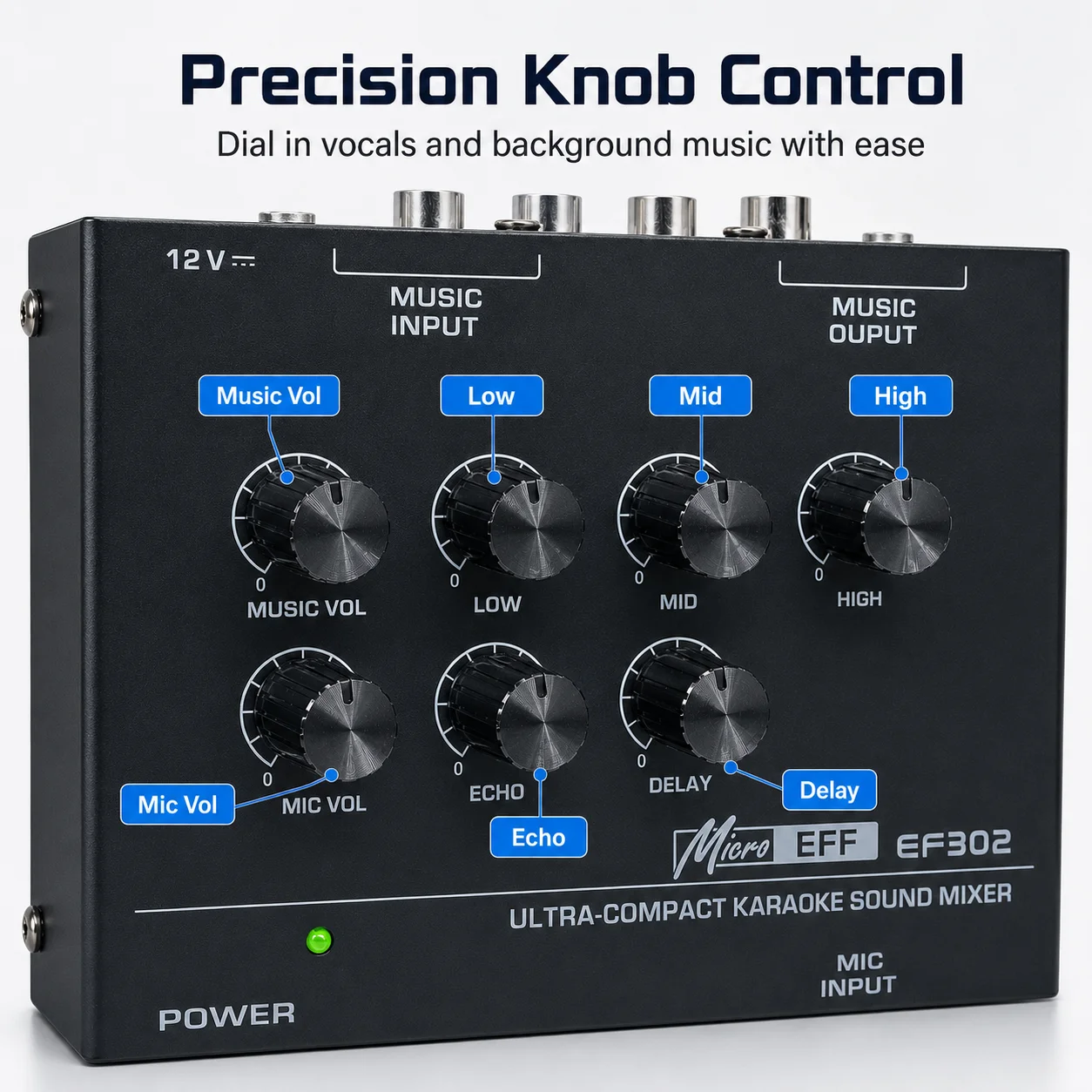 ミニカラオケオーディオミキサーEF302 7ノブ調整 エコー - Audio Music Mixer のレビューと価格