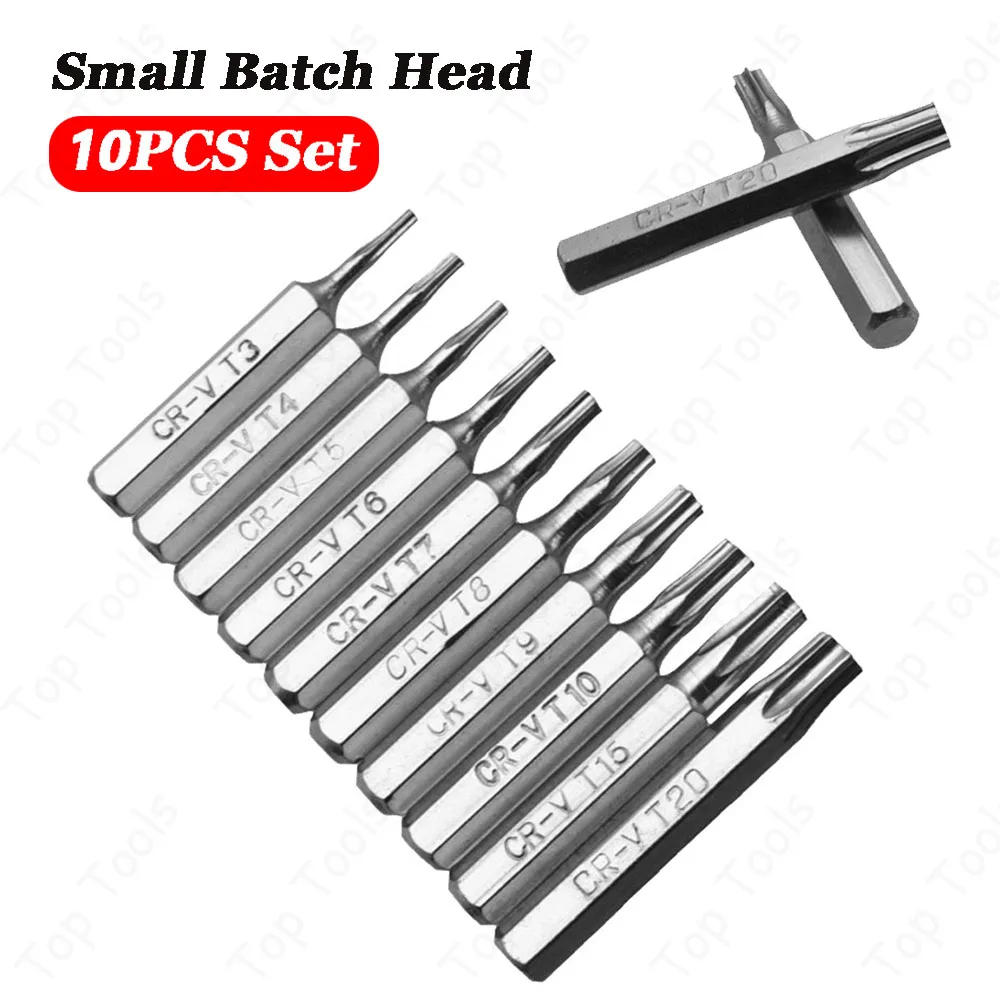 10PCS CR-V Torx Screwdriver Bits Set T3 T4 T5  T7 T8 T9 T10 T15 T20 Mobile Repair Bit Plum Blossoms Repairing Batch Head Set