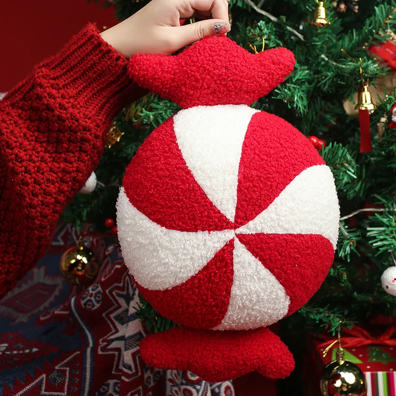 30 ~ 35 سنتيمتر الأحمر عيد الميلاد أفخم رمي وسادة محشوة لينة قصب الحلوى مصاصة وسادة أريكة كرسي الطرف الدعامة الديكور هدية #6