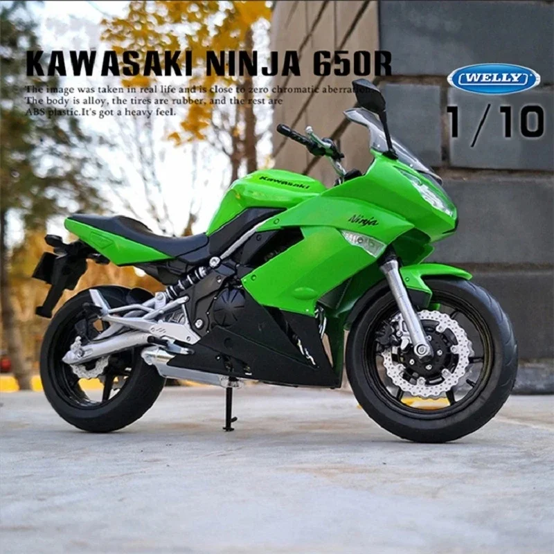 

1:10 WELLY Kawasaki Ninja 650R Diecast Alloy Motorcycle Model Metal Street Motorcycle Model Simulation Collection Gift Toys Boys