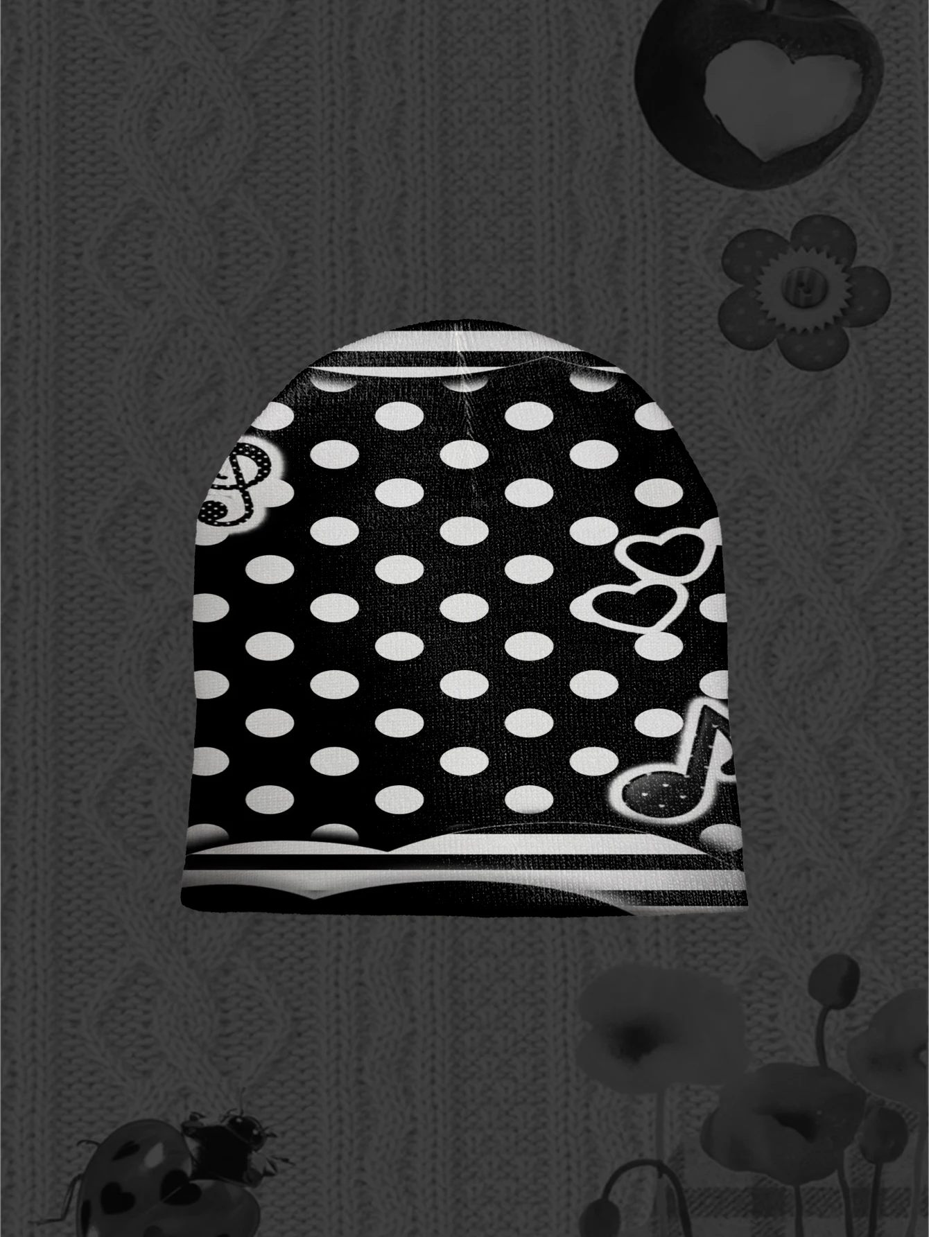 القوطية لطيف المومياء الأرنب طباعة قبعة صغيرة قبعة المرأة هالوين الرعب الكرتون نمط محبوك الدافئة الخريف الشتاء موضة أغطية الرأس