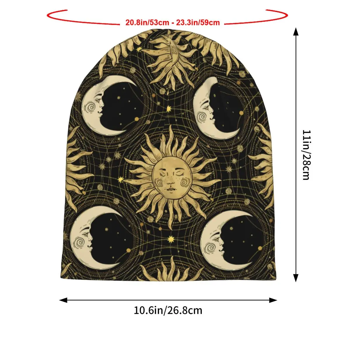 The Sun The Moon And The Stars Thin Skullies Beanies Autumn Spring Caps For Men Witch Ski Caps Bonnet Hats