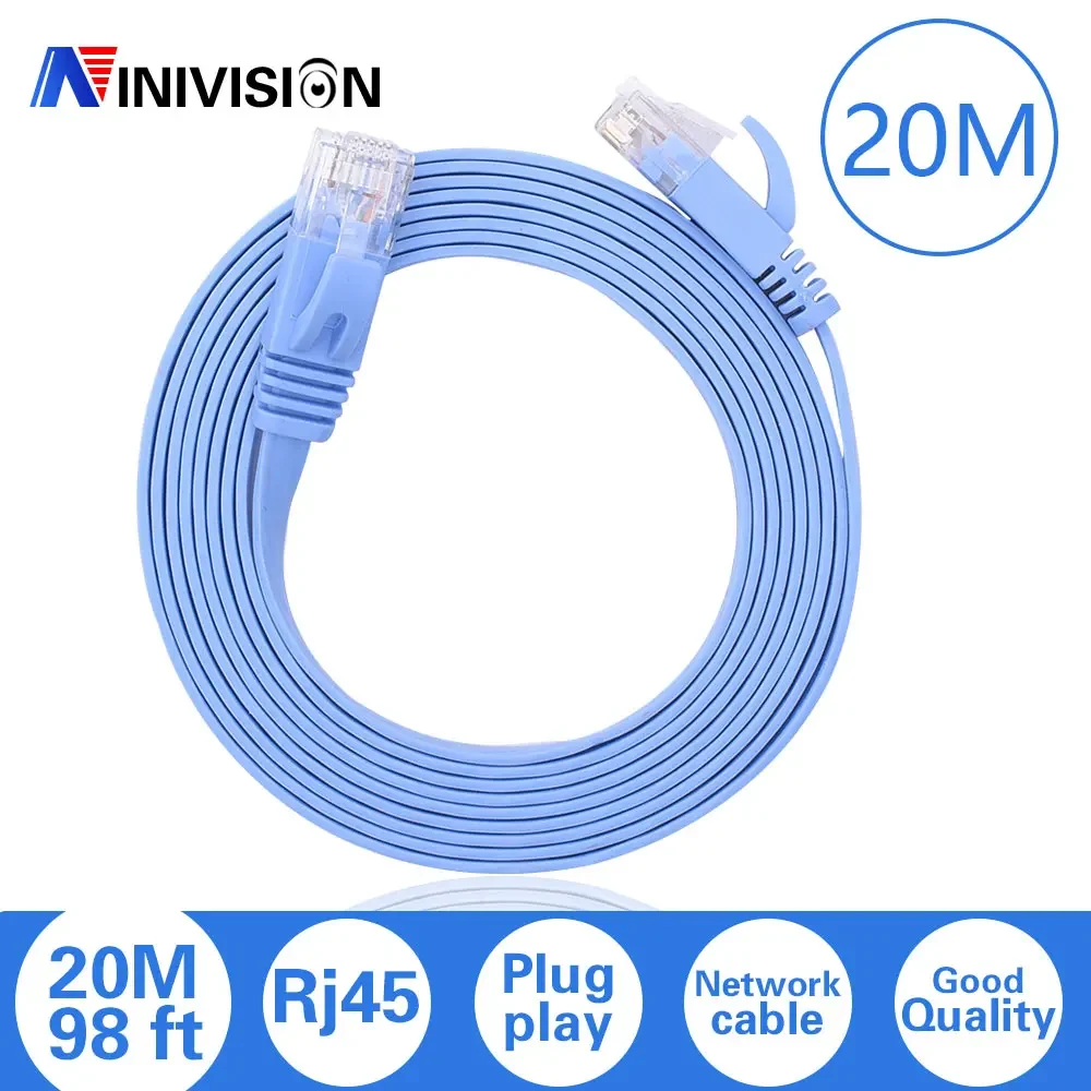 20cm Short Cable CAT6 Flat UTP Ethernet Network Cable RJ45 Patch LAN Cable Blue Color 5m 10m 20m 30m