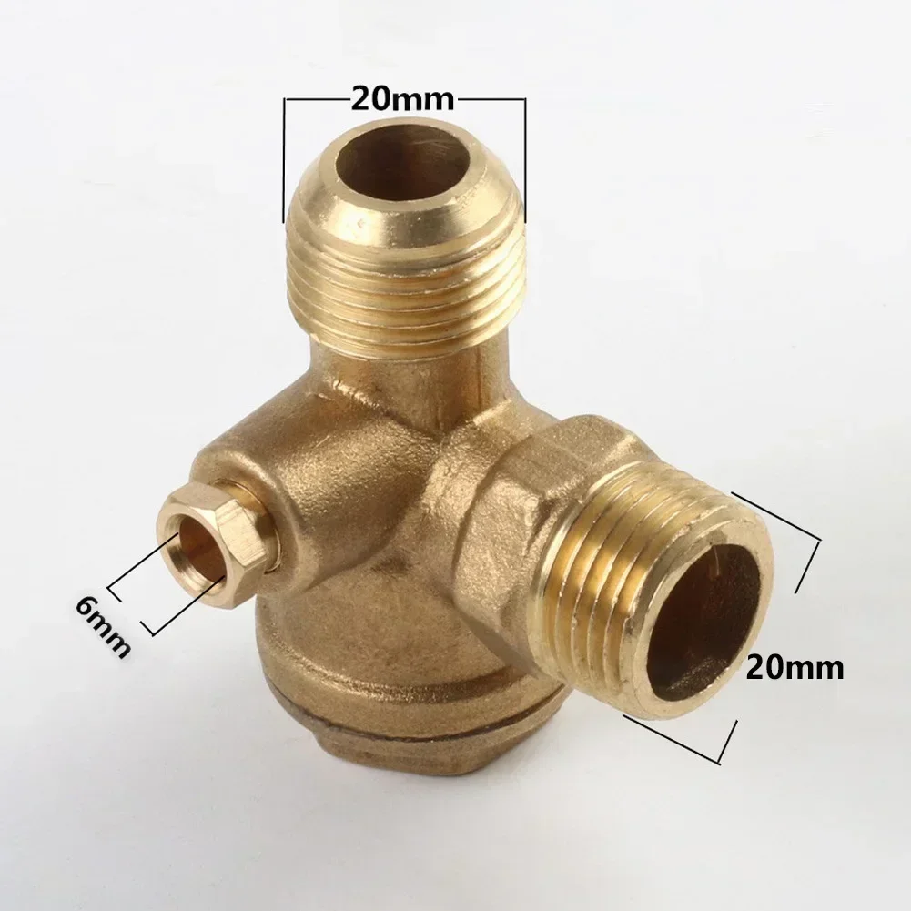 

Air Compressor Check Valve 3-Port Air Tools Brass Connector Durable Gold Home Male Threaded Replacement Brand New