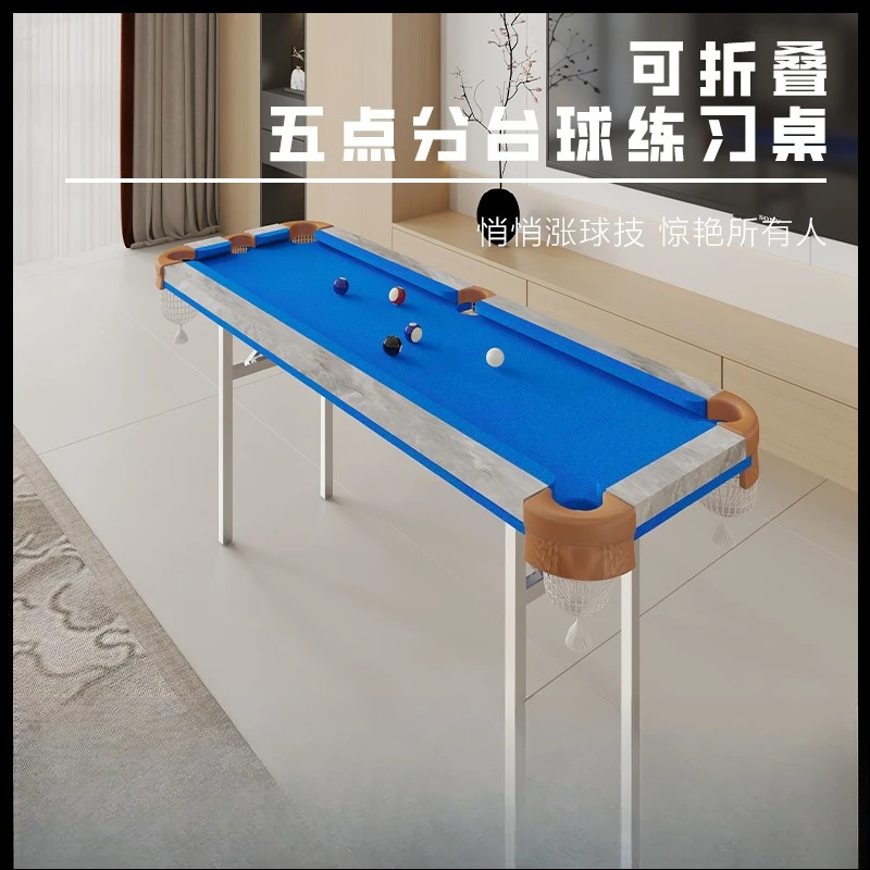 

Five-point pool table Home training library Edge No rubber strip Three-hole snooker pocket Foldable stainless steel legs