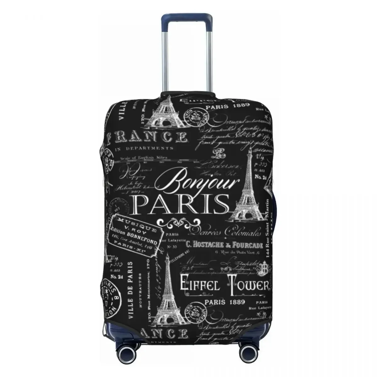 Paris Pattern Suitcase Cover Vintage Lifestyle Travel Holiday Strectch Luggage Accesories Protector