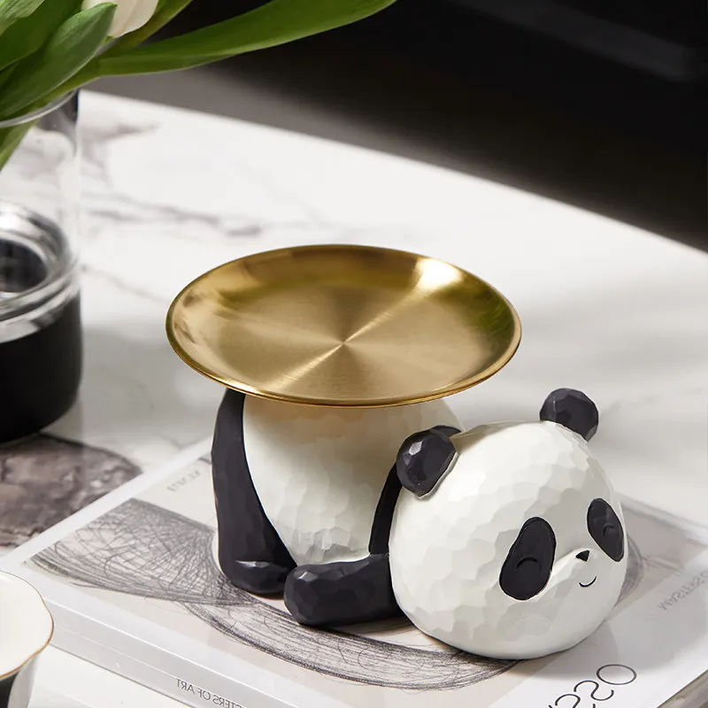 

Cartoon Panda Tray Desktop Storage Tray Key Container Storage Ornaments Cute Bear Panda Trays Decorative Home Decoration