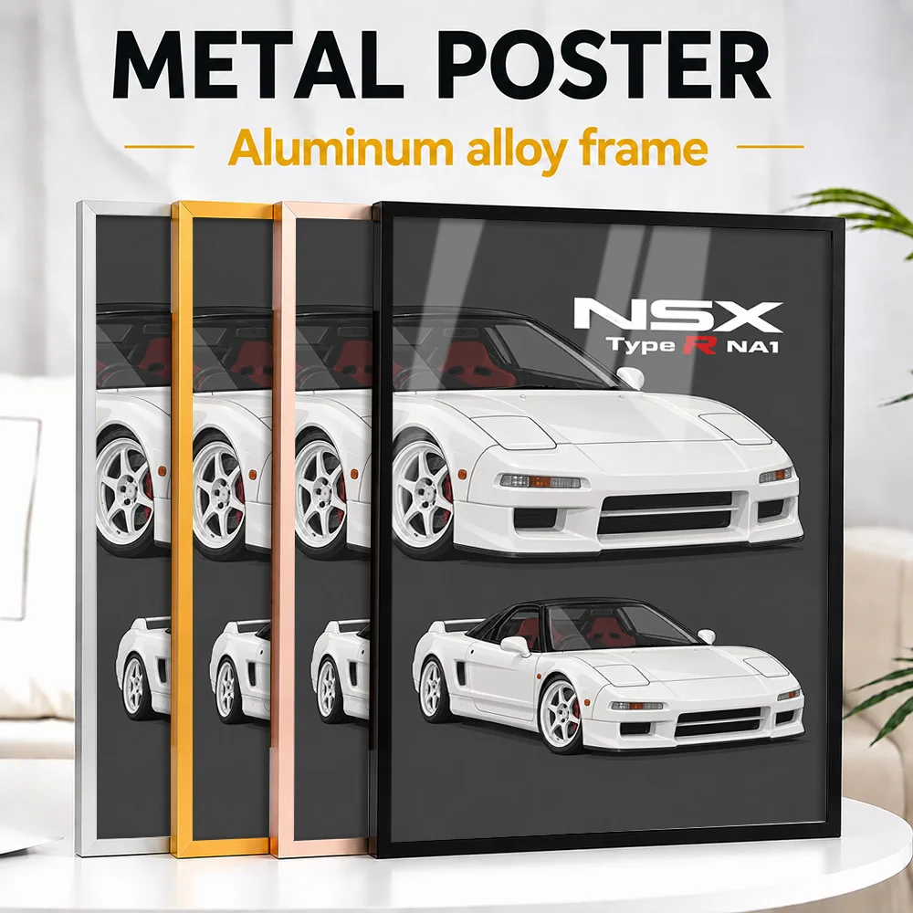 Japanese NSX Type R NA1 Championship White Sports Car Framed Metal Poster Personalized Precision Machine Wall Art For Workshop