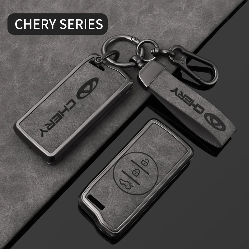 Metal Leather Car Key Case Cover For Chery Tiggo 7 pro 8 Pro Exeed Tiggo 2 3x Arrizo 5 Pro Gx 5x EQ7 tiggo 4 Protected Shell Fob