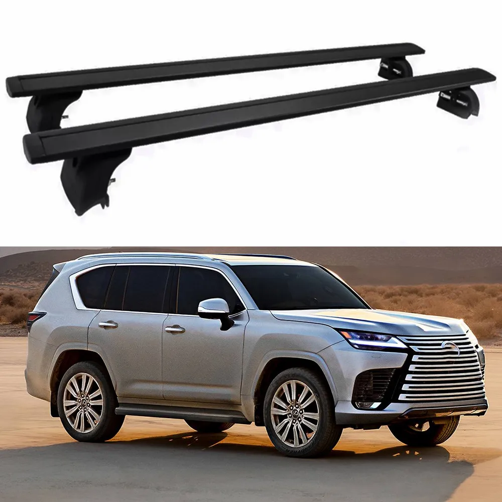 

2PCS Cross Bar Roof Rail Rack Lockable Cargo Bars Black Crossbar Ajustable High Quality Fits For Lexus LX600 2022-2025