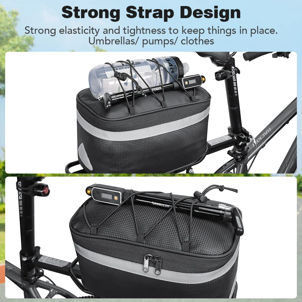 8L Bicycle Rear Seat Bag Bike Rack Bag Trunk Pannier Cycling Saddle Bags Large Capacity Waterproof Travel Bag With Rain Cover