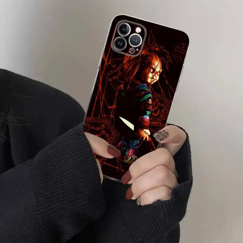 Horro Movie Chucky Phone Case For iPhone 13 14 Pro Max XS XR 12 11 Pro 13 Mini 6 7 8 Plus Clear Back Cover Capa
