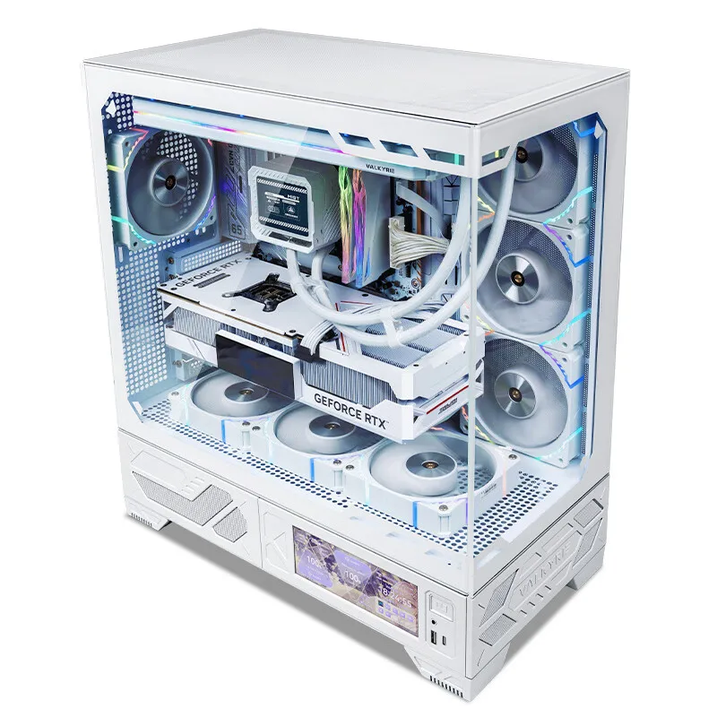 VK03 Lite-White PCケース 液晶付き モニター ケースのみ VALKYRIE VK03 M-ATX Computer Case with Screen Glass Side Panel
