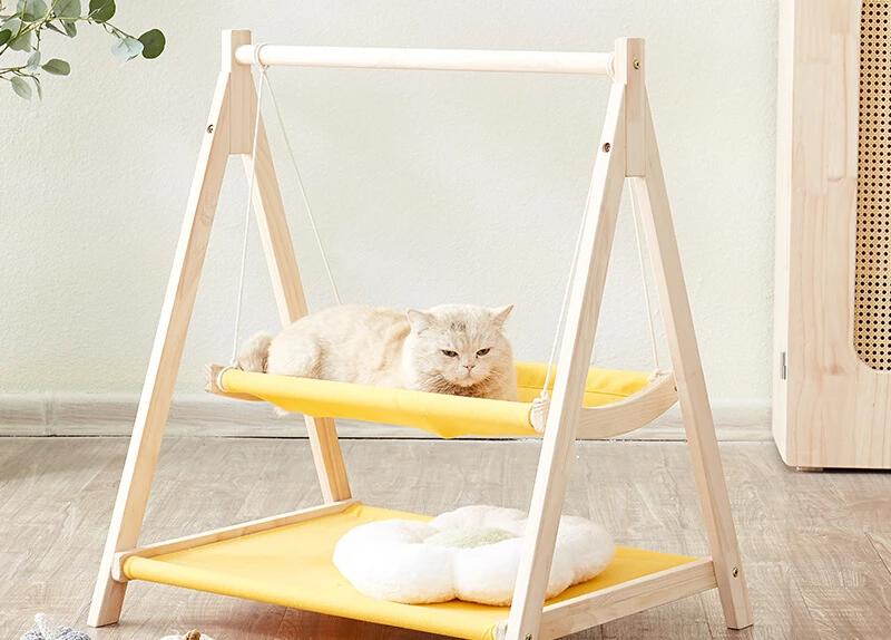 

Small bed, cat swing, cat nest, upper and lower hammocks, solid wood for all seasons.